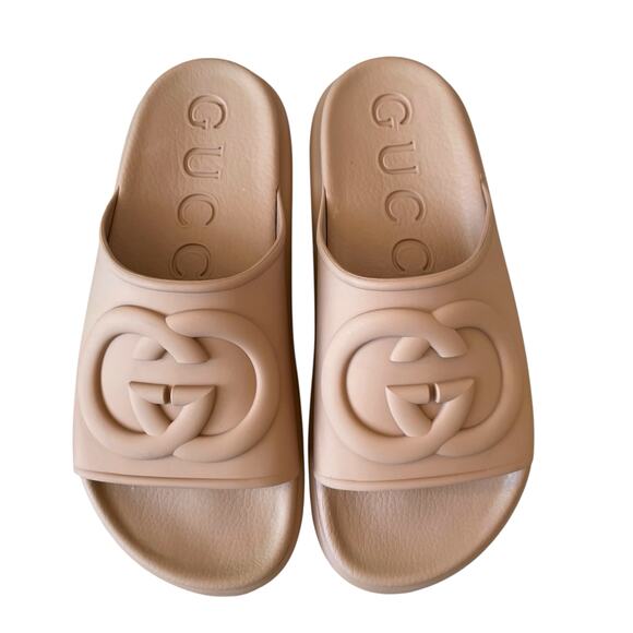 GUCCI Womens GG Rubber Platform Slide Sandals Camel 692845 EU 37, US 7 $650 NEW - Picture 6 of 16